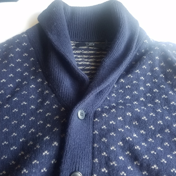 J Crew 100% Lambswool Cardigan Sweater Large Navy - Picture 4 of 6